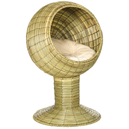 Woven 41 x 41cm Cat Bed Cyclindrical Elevated Tower by Pawhut