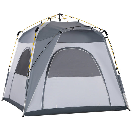 4 Person Automatic Camping Tent, Outdoor Pop Up Tent, Portable Backpacking Dome Shelter, Light Grey-0