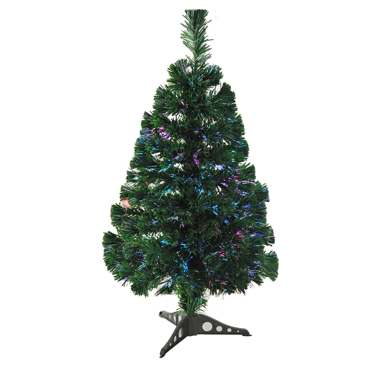 Homcom 2FT Small Pre-Lit Fiber Optic Christmas Tree Artificial Spruce Tree Green