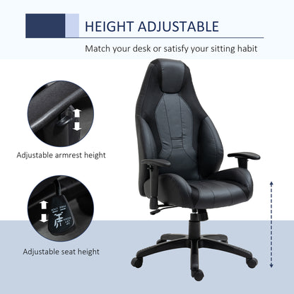 Vinsetto High Back Executive Office Chair Mesh & Faux Leather Gaming Gamer Chair with Swivel Wheels