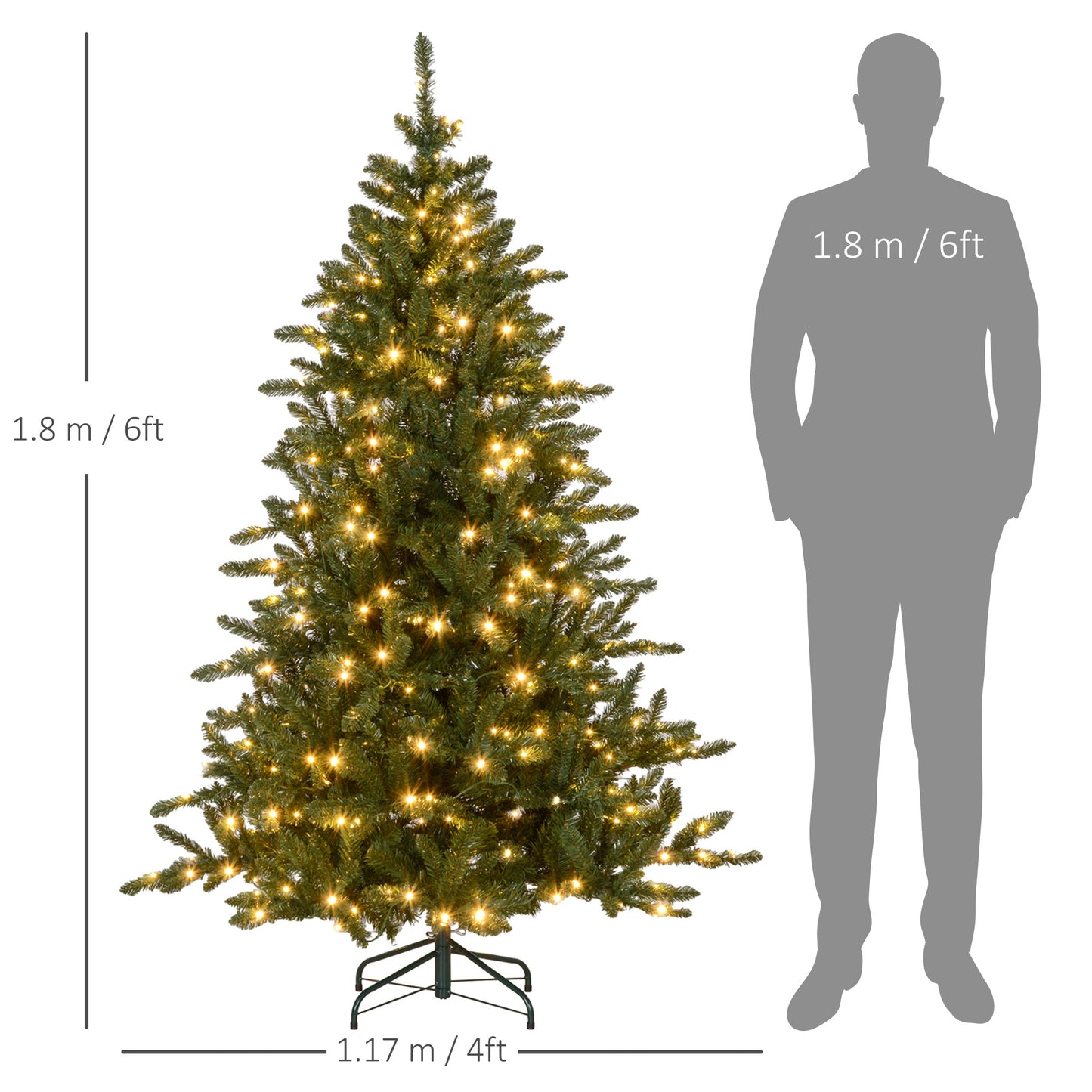 6ft Prelit Christmas Tree Artificial - with LED Lights Warm White 872 Tips