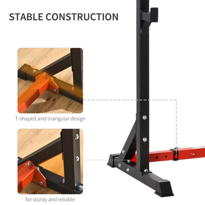 Homcom Barbell Rack Squat Dip Stand Weight Lifting Bench Press Home Gym 121-171cm