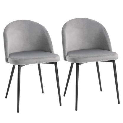 Homcom Dining Chairs Set of 2 Contemporary Design for Office Dining Kitchen w/Soft Fabric Seat and Back Living Room - Grey