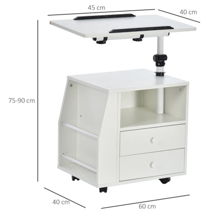 Homcom Functional Swivel Bedside Table End Table Side Table for Living Room Nightstand for Bedroom