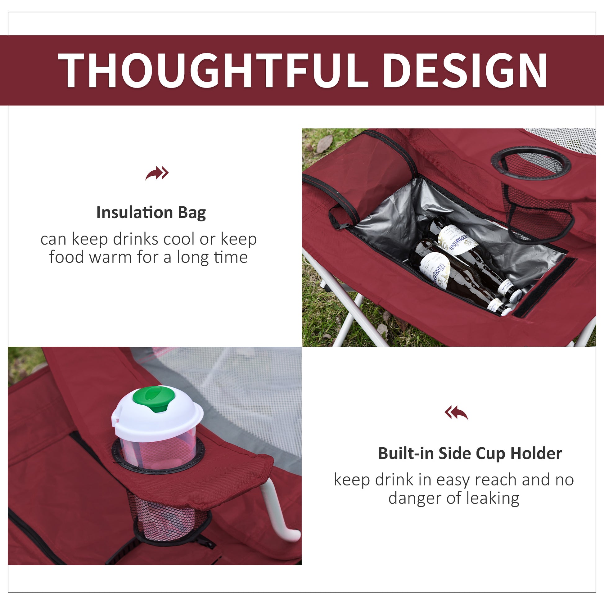 Outsunny Folding Camping Chair w/ Insulation Bag