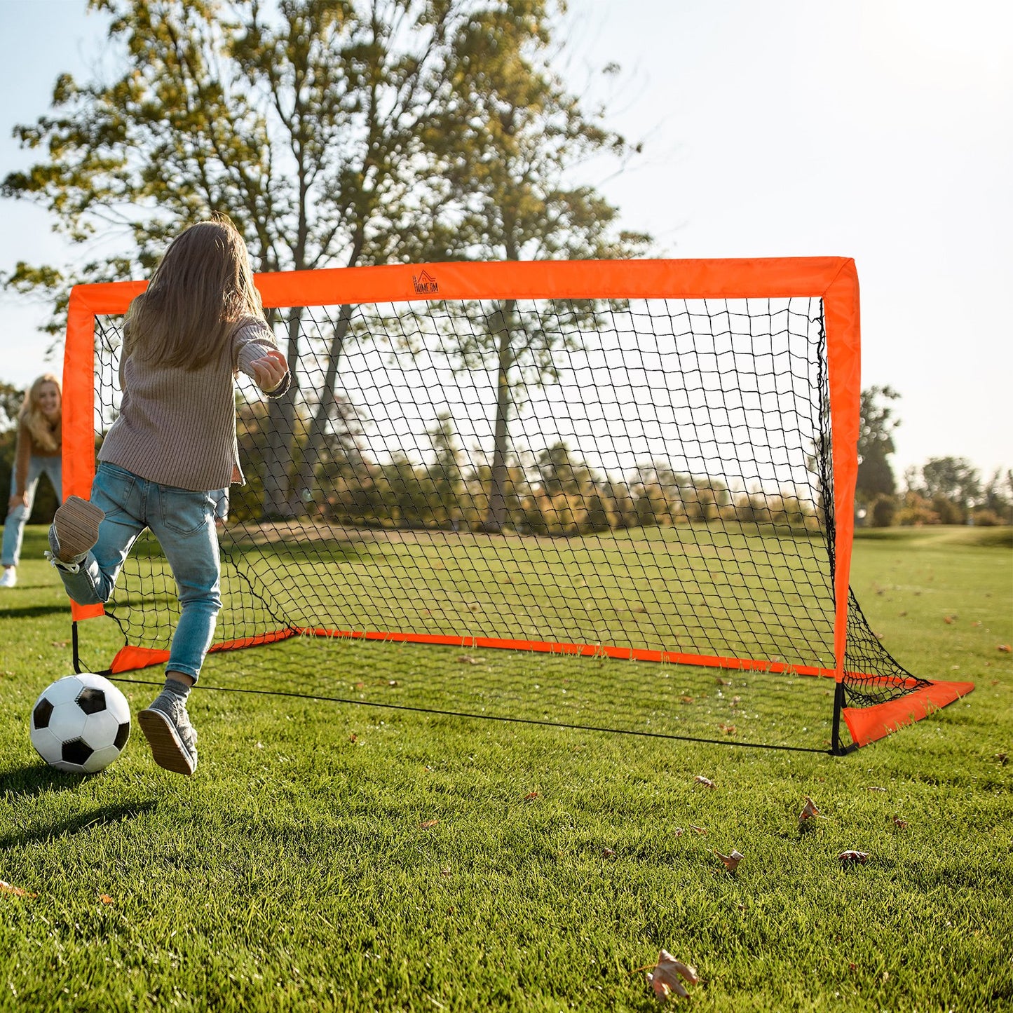 Homcom Tetoron Mesh Outdoor Folding Football Goal Orange