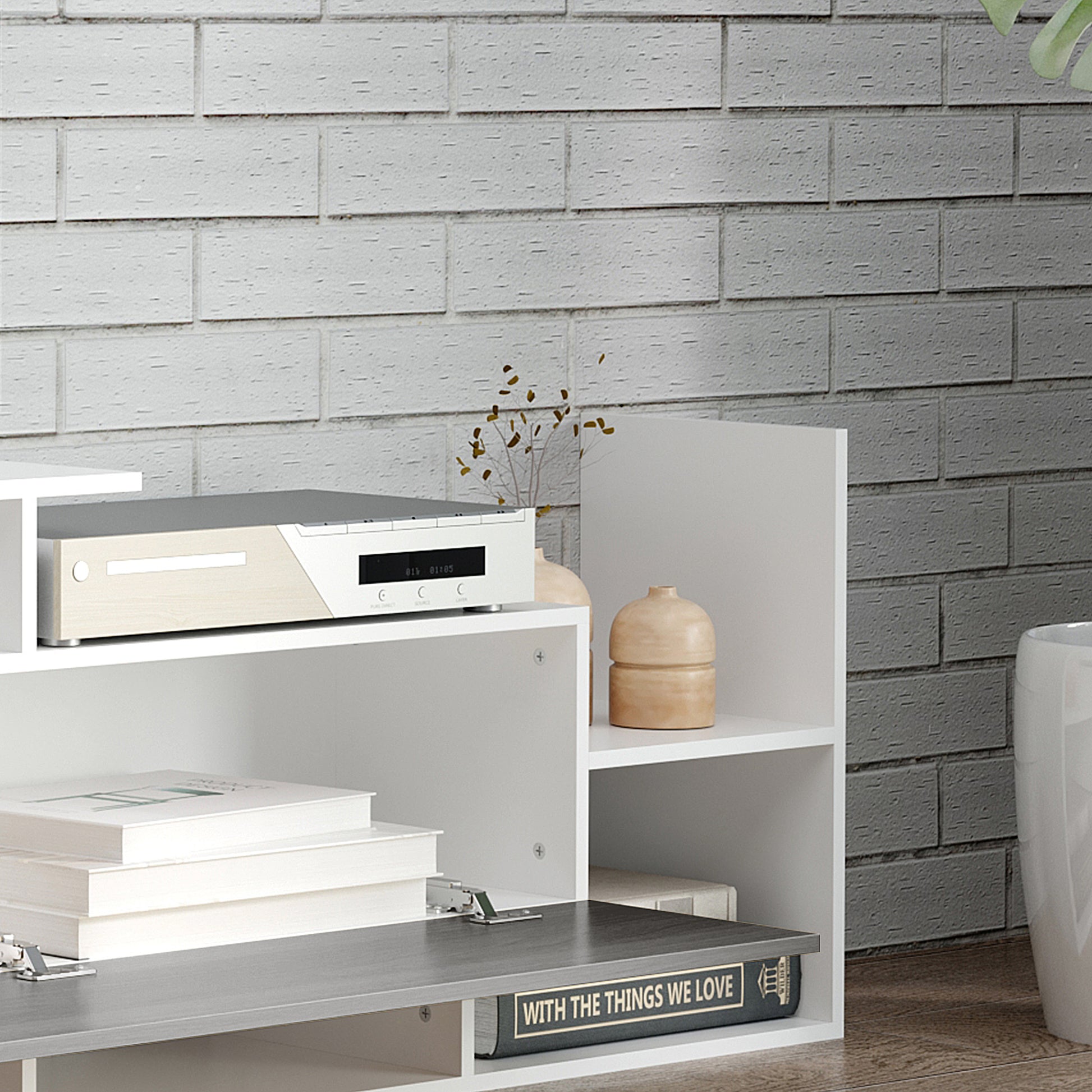 Homcom Modern TV Cabinet with Wall Shelf