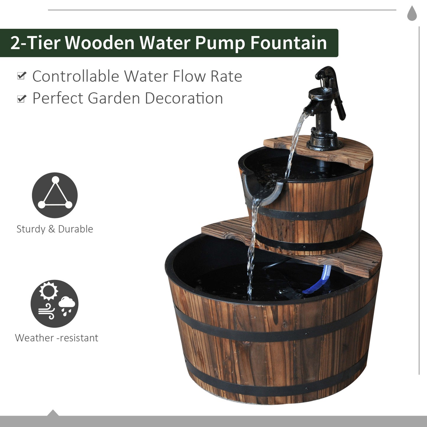 Outsunny Wooden Water Pump Fountain