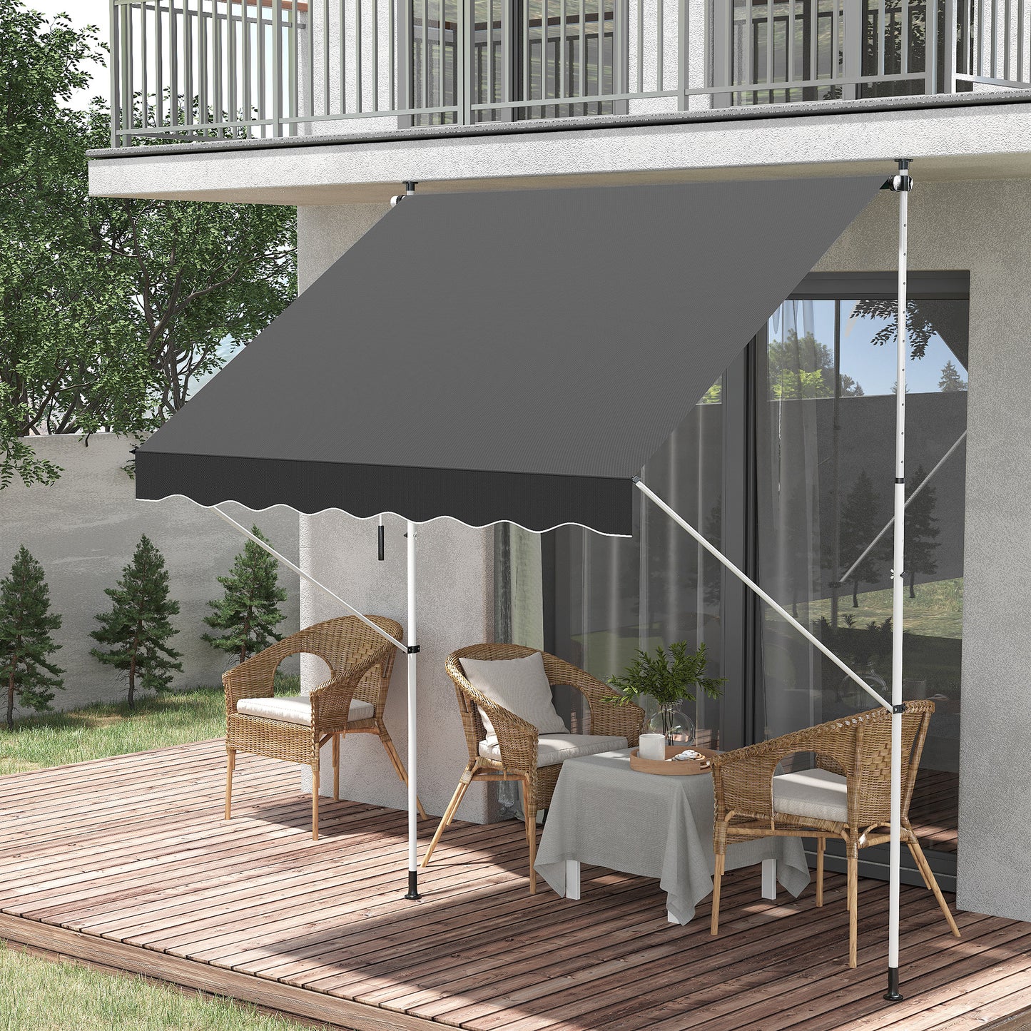 Outsunny 2X1.5M Adjustable Outdoor Aluminium Frame Awning Grey