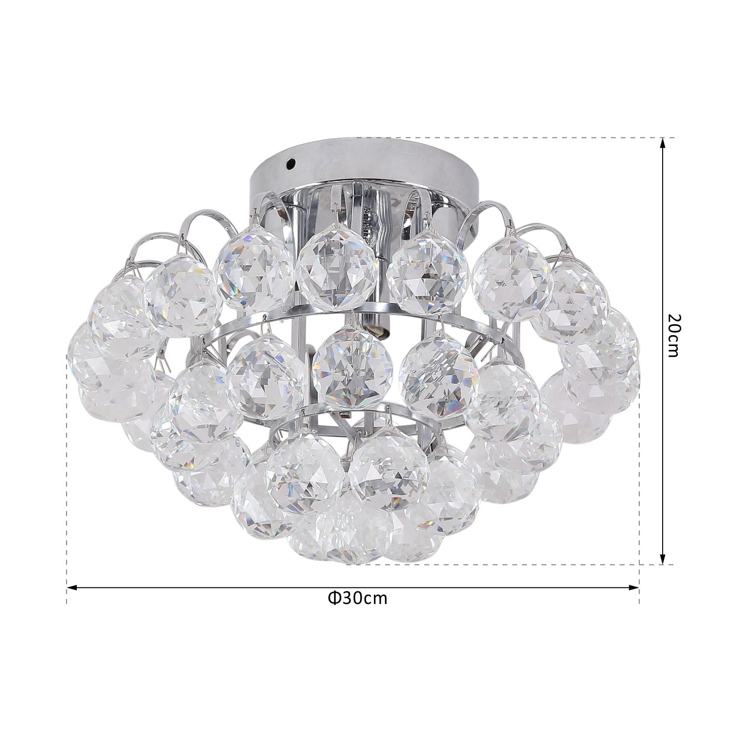 Homcom 30x30cm K9 Crystal Droplets Ceiling Pendant Light Silver