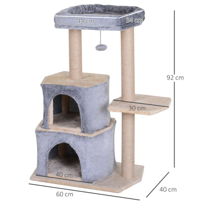 PawHut Cat Tree for Indoor Cats Scratching Posts with 2 Houses