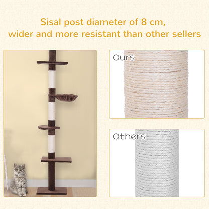 PawHut 230-260cm Floor-to-Ceiling Cat Tree