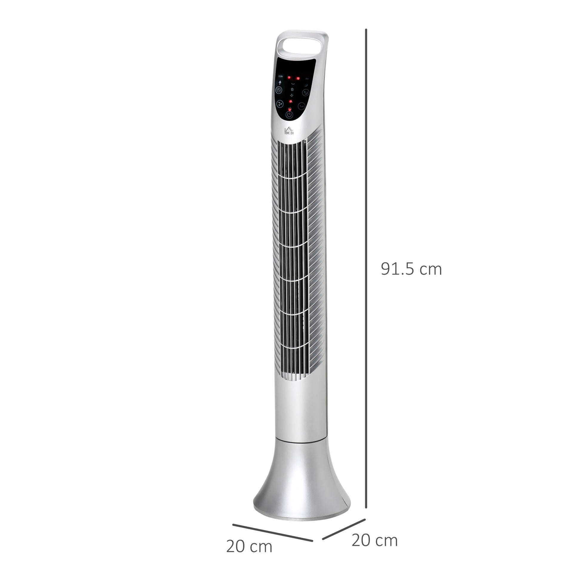 Oscillating Three Speed Tower Fan With Timer & Remote Control Silver by Homcom