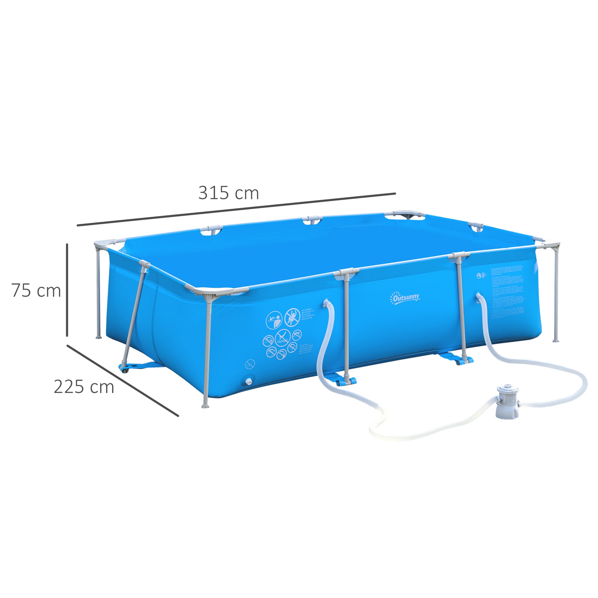 Outsunny Steel Frame Swimming Pool w/ Filter Pump and Reinforced Sidewalls Rust Resistant