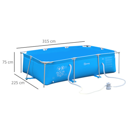 Outsunny Steel Frame Swimming Pool w/ Filter Pump and Reinforced Sidewalls Rust Resistant