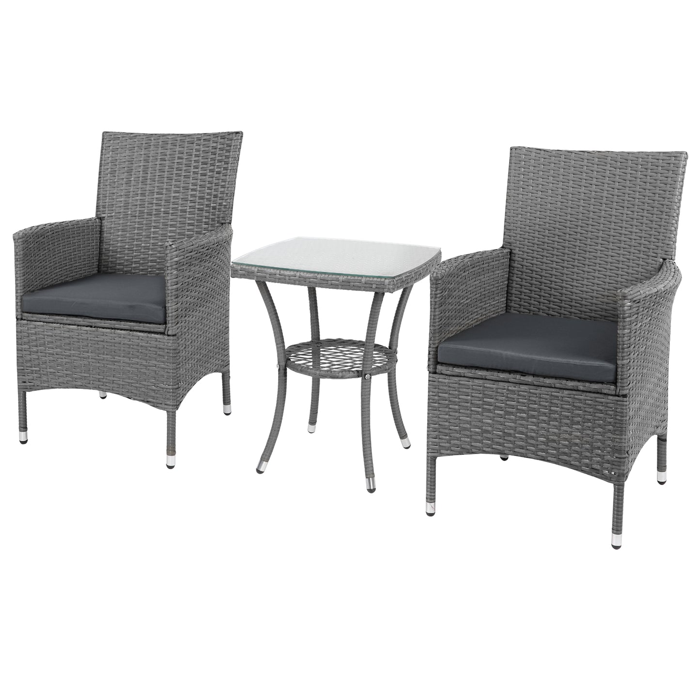 Outsunny Three-Piece Rattan Chair Set