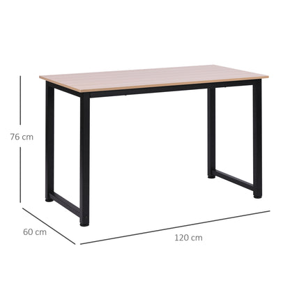 Homcom Computer Desk With Black Metal Frame Medium-Density Fibreboard 120W X 60D X 76H cm-Oak Grain Tone