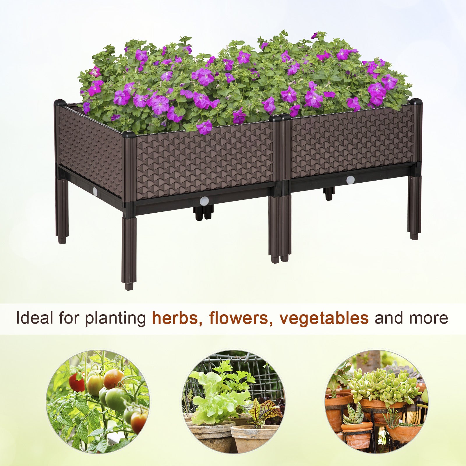 Outsunny Set of 2 Raised Garden Bed Elevated Planter Box with Self-Watering Design