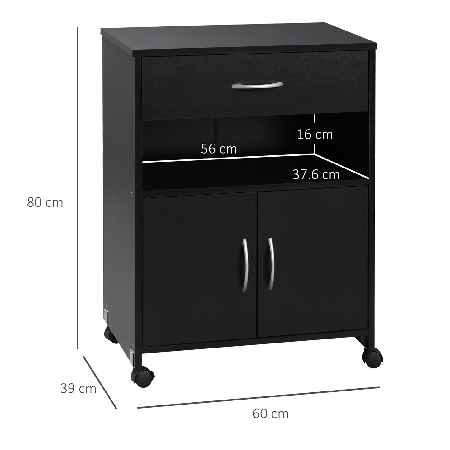 Vinsetto Printer Stand Mobile Printer Cabinet with Storage