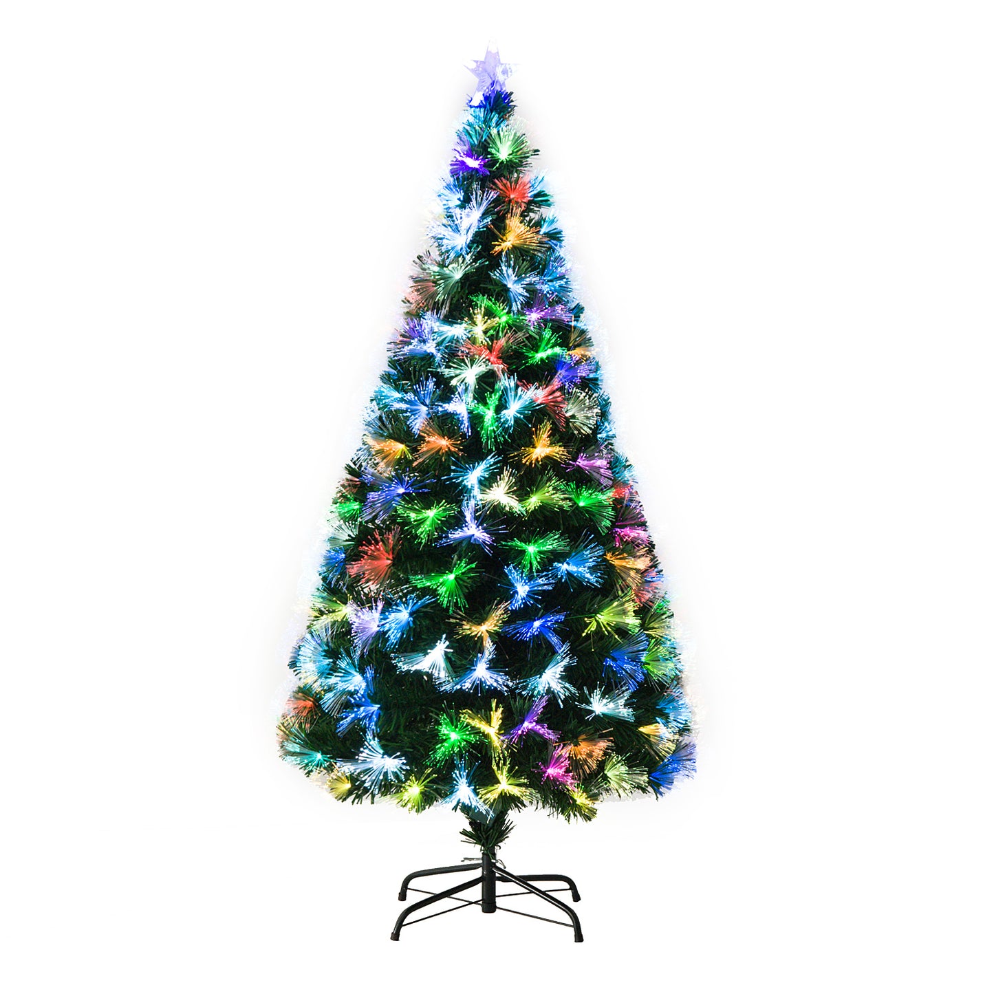 Homcom 5FT Tall Artificial Tree Fiber Optic Colorful LED Pre-Lit Holiday Home Christmas Decoration with Flash Mode