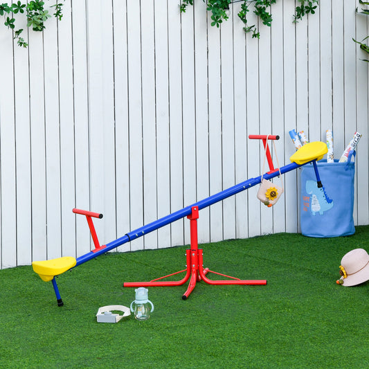 Outsunny Kids 360 Degree Rotating Metal Seesaw Swivel Teeter Totter Children's Playground Equipment for Garden Outdoor Indoor Swing