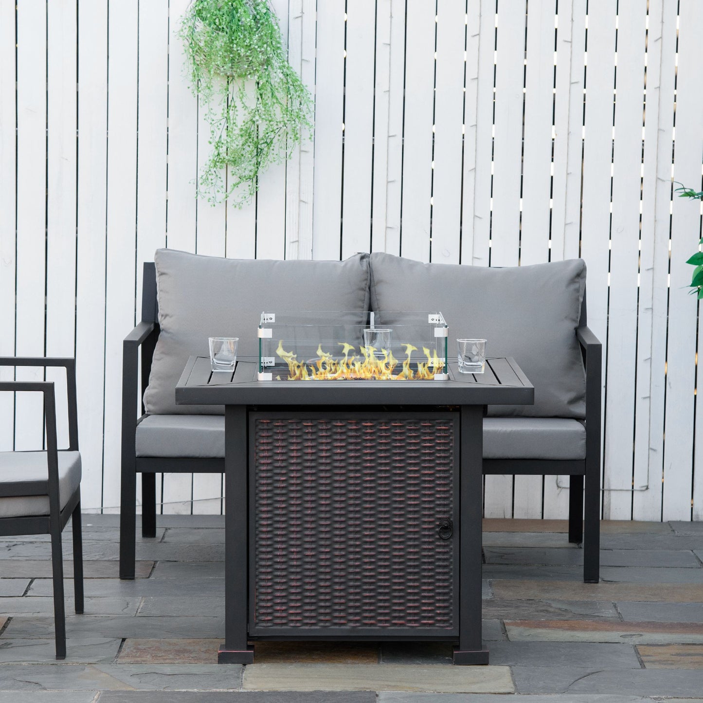 Outsunny Square Propane Gas Fire Pit Table