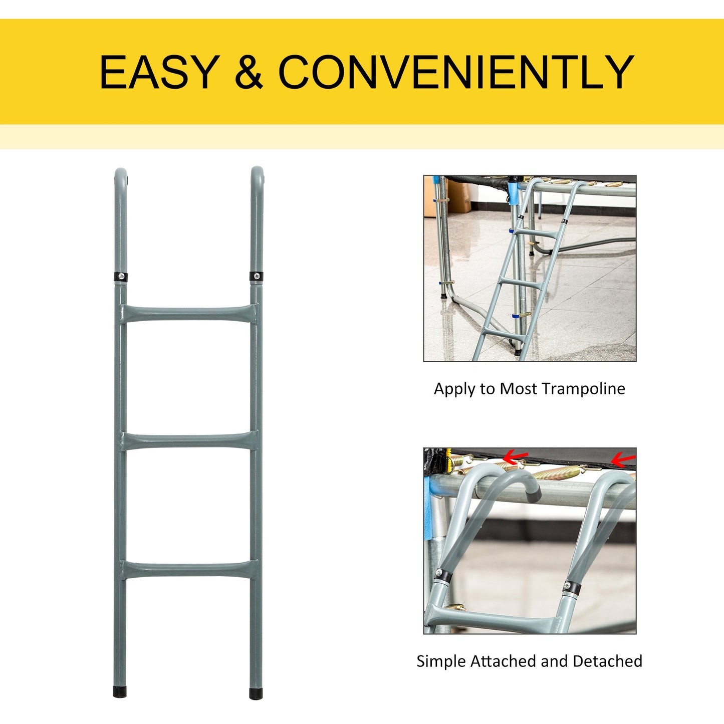 Homcom 12/14ft Trampoline Ladder Galvanized w/ Non-slip Mat