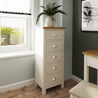 Westbridge Tall Chest of Drawers Oak Grey 5 Drawers