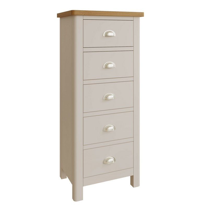 Westbridge Tall Chest of Drawers Oak Grey 5 Drawers