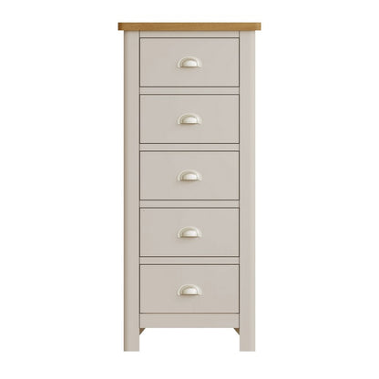 Westbridge Tall Chest of Drawers Oak Grey 5 Drawers