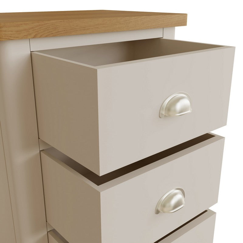 Westbridge Tall Chest of Drawers Oak Grey 5 Drawers