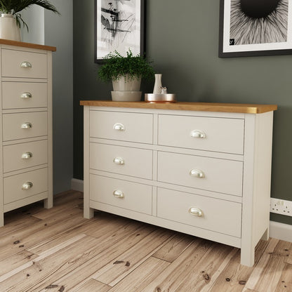 Westbridge Large Chest of Drawers Oak Grey 6 Drawers