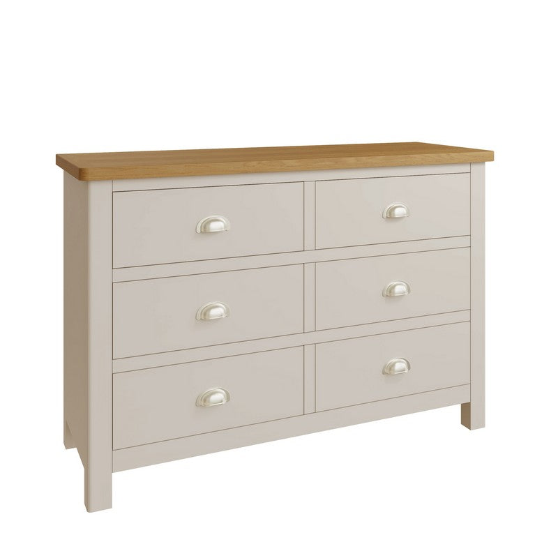 Westbridge Large Chest of Drawers Oak Grey 6 Drawers