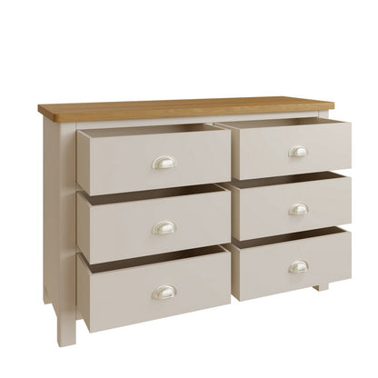 Westbridge Large Chest of Drawers Oak Grey 6 Drawers