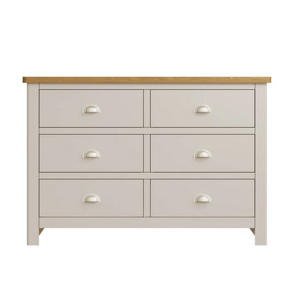 Westbridge Large Chest of Drawers Oak Grey 6 Drawers