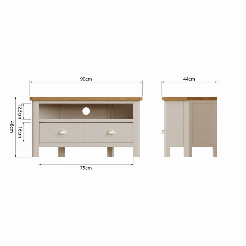 Westbridge TV Unit Oak Grey 1 Shelf 1 Drawer