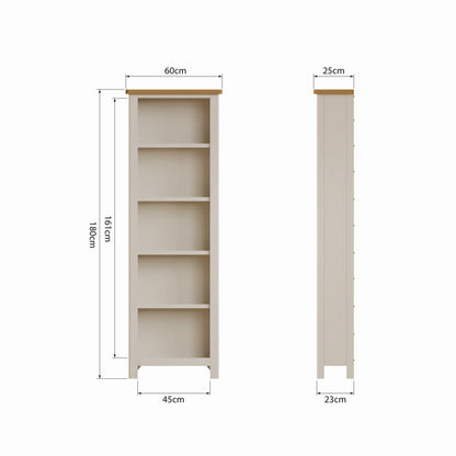 Westbridge Tall Bookcase Oak Grey 5 Drawers