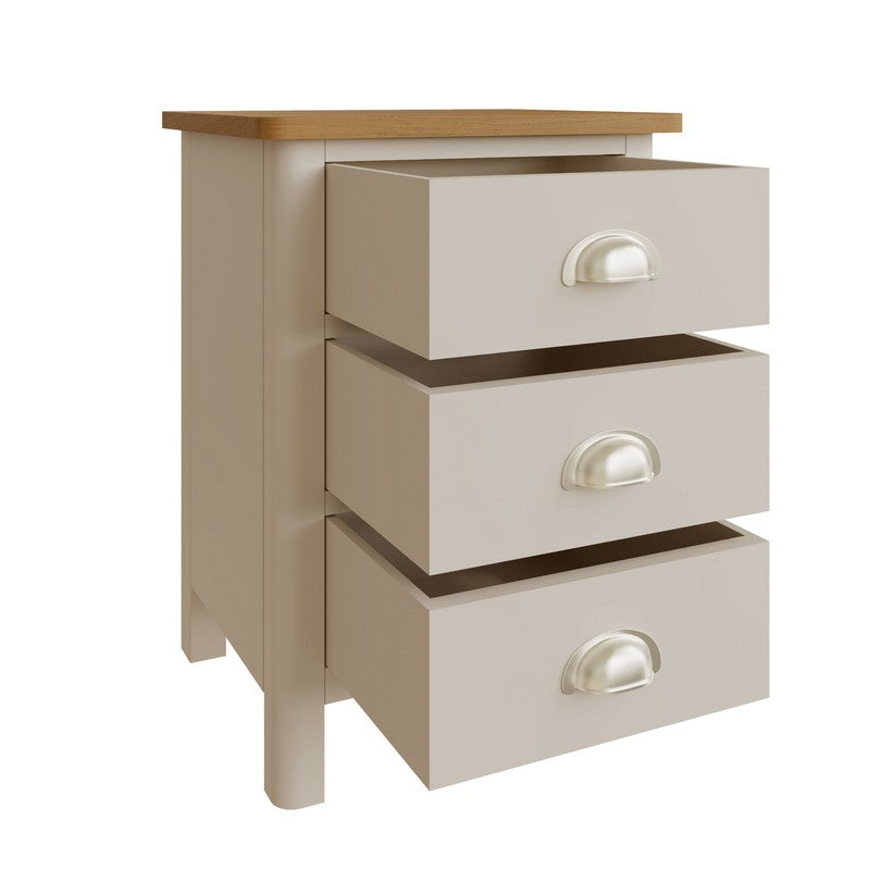 Westbridge Bedside Table Oak Grey 3 Drawers