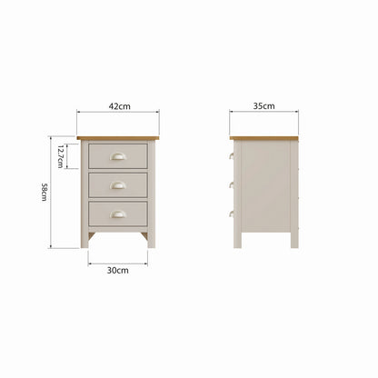 Westbridge Bedside Table Oak Grey 3 Drawers