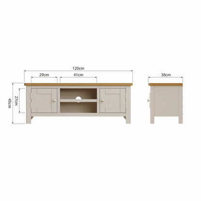 Westbridge TV Unit Oak Grey 2 Shelves 2 Doors