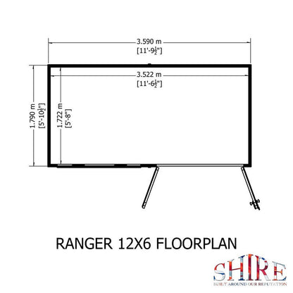 Shire Ranger 5' 10" x 11' 9" Pent Shed - Classic Coated Shiplap