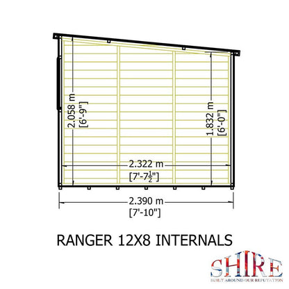 Shire Ranger 7' 10" x 11' 9" Pent Shed - Premium Coated Shiplap