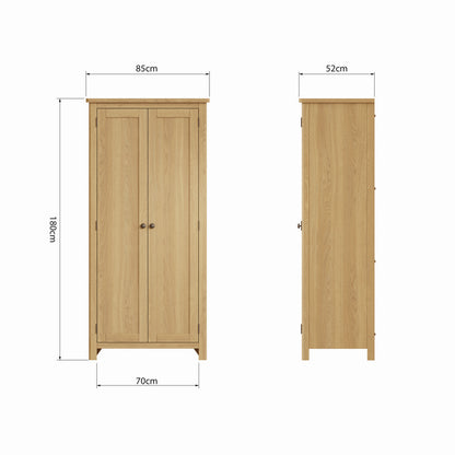 Rutland Tall Wardrobe Oak Natural 2 Doors