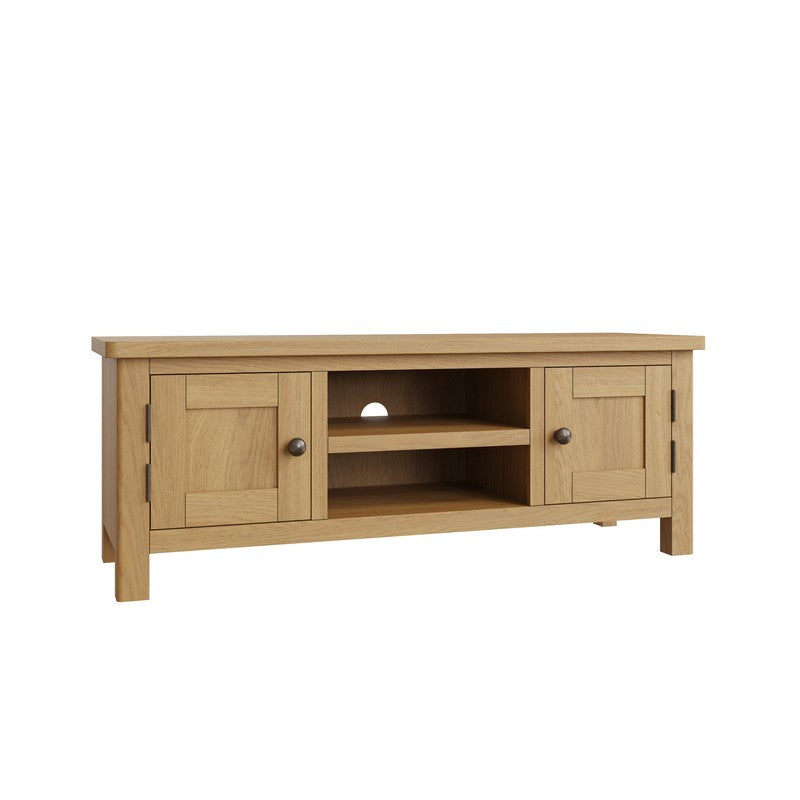 Rutland TV Unit Oak Natural 2 Shelves 2 Doors