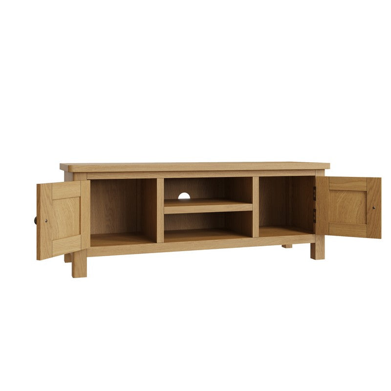 Rutland TV Unit Oak Natural 2 Shelves 2 Doors