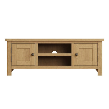 Rutland TV Unit Oak Natural 2 Shelves 2 Doors