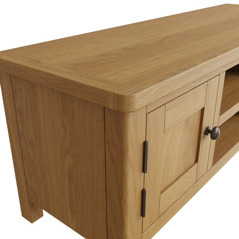 Rutland TV Unit Oak Natural 2 Shelves 2 Doors