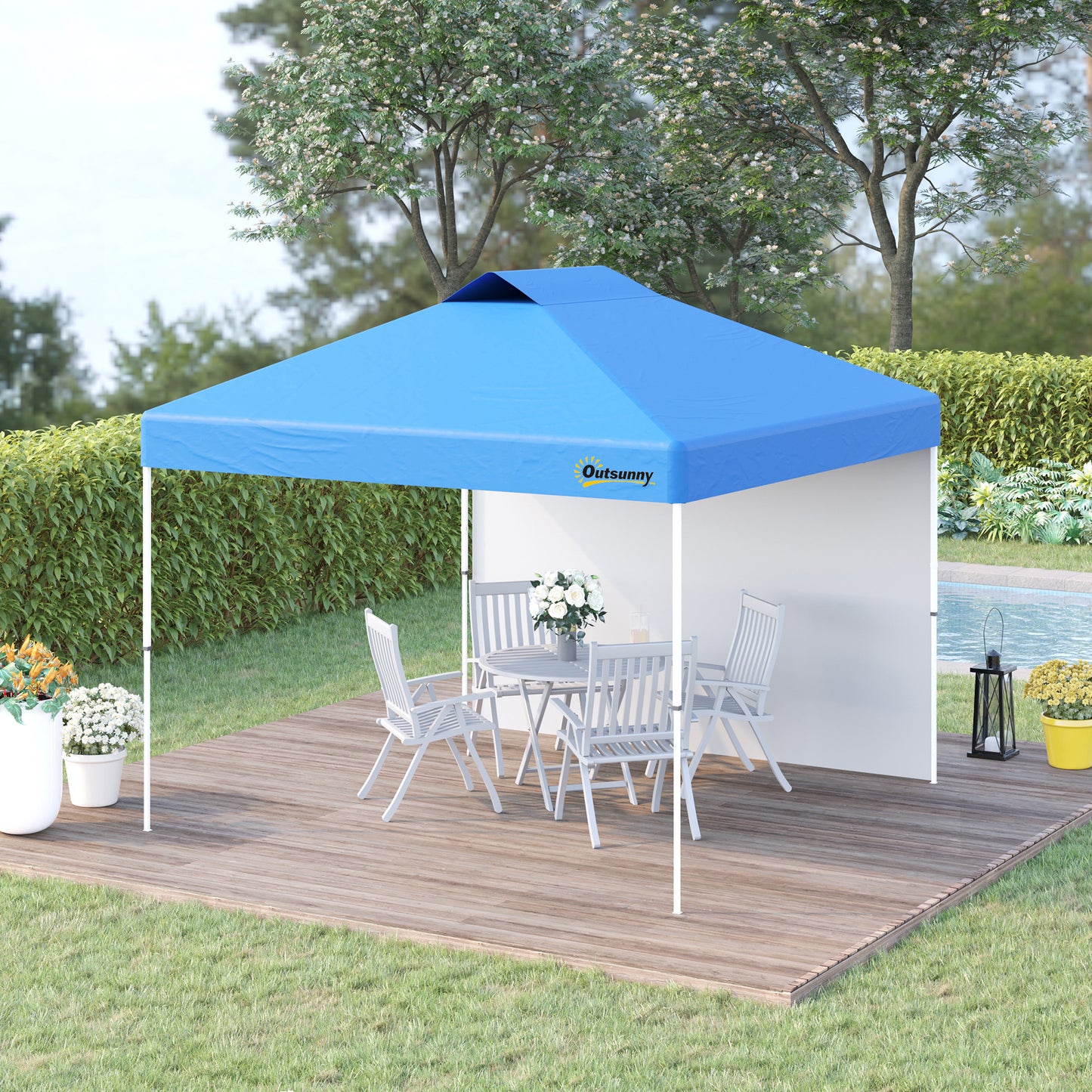 Outsunny 3X3(M) Pop Up Gazebo With 1 Side And Roller Bag