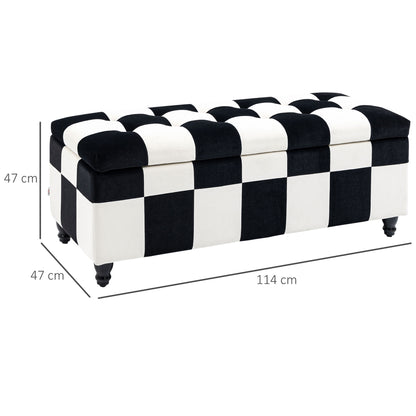 Homcom 114 x 47 x 47cm Velvet Storage Ottoman