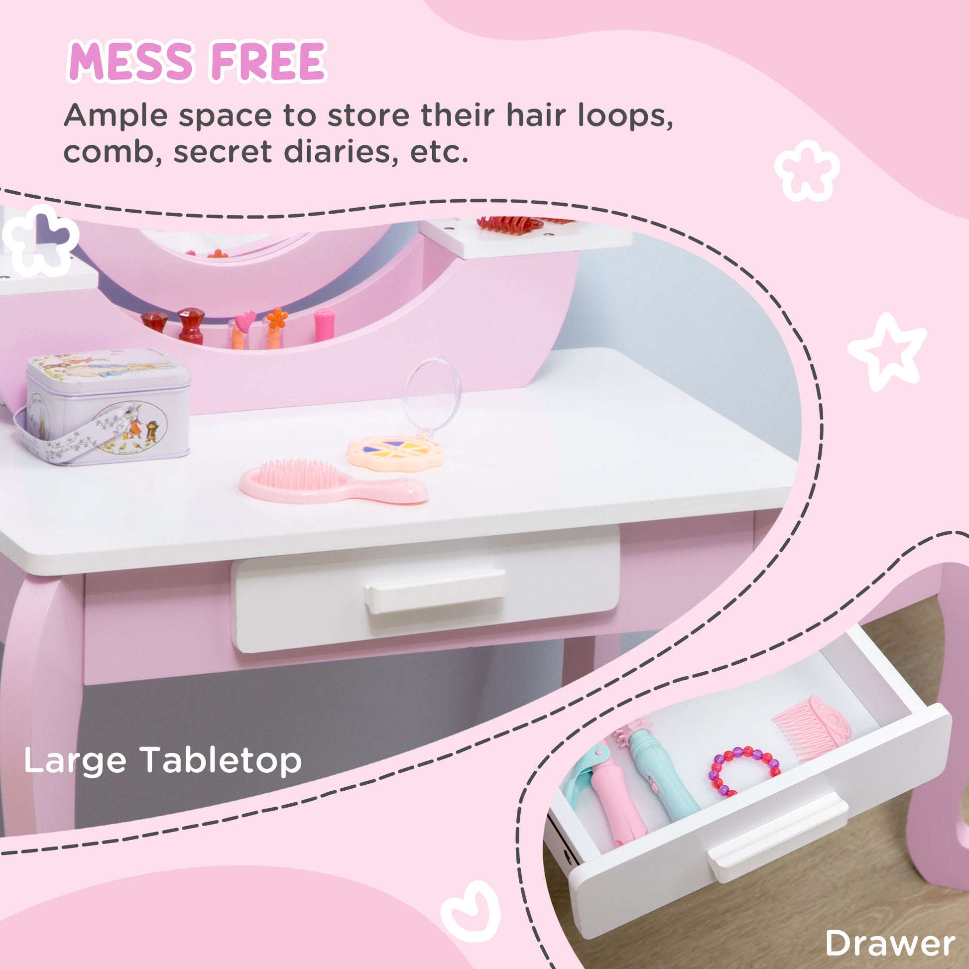 ZONEKIZ Kids Dressing Table Set